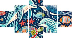 Obraz – Rysowane zwierzęta wodne (125x70 cm)