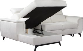 Masseno Narożnik VOLA z funkcją spania i pojemnikiem na pościel Narozniki L, Rozkładana sofa - Biały, BUBBLE 1