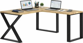 Drewniane narożne biurko loft 170x70 + 70x90 N8-F58