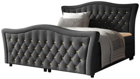 Ciemnoszare łóżko kontynentalne glamour 5 rozmiarów R4-W15