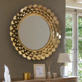 Lustro glamour złote, metalowa rama, Ø 91 cm