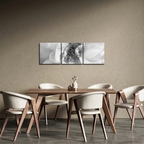 Obraz - Kwiat, czarno - biały (z zegarem) (90x30 cm)