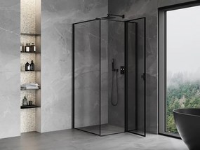Mexen Mist T kabina prysznicowa uchylna prawa 80 x 80 cm, czarna ramka, czarna - 8A4T-080-080-70-70-P