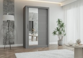 Szafa przesuwna LYON z lustrem 120 cm szary