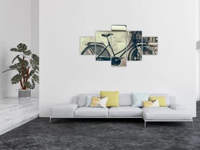 Obraz - Vintage rower z kwiatami (125x70 cm)