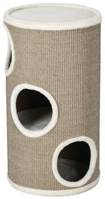 PawHut Drapak dla Kotów z Pluszu i Maty Sisalowej, Stabilny, Ø38 x 70H cm, Brązowy