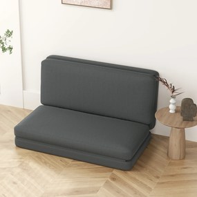 HOMCOM 3-w-1 Składany Fotel Relaksacyjny, Materac dla Gości, Dzielony, Szerokość 138 cm, Ciemnoszary