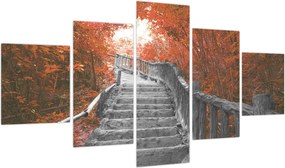Obraz - Schody w naturze, pomarańczowy (125x70 cm)