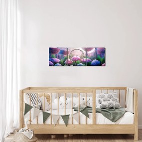 Obraz - Grzyby w pełni księżyca, grafika (z zegarem) (90x30 cm)