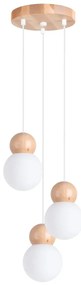 Lampa wisząca PEKKA 3P biała/naturalne drewno SOLLUX  LIGHTING