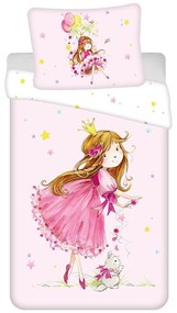Różowa bawełniana pościel dziecięca jednoosobowa 140x200 cm Fairy – Jerry Fabrics