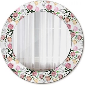 Lustro z nadrukiem dekoracyjne okrągłe Pąki piwonii