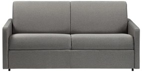 Kanapa 3-osobowa z ekspresowym mechanizmem rozkładania z tkaniny CALIFE - Kolor: jasnoszary - Wymiary miejsca do spania: 140 cm - Materac 22 cm z pamięcią kształtu