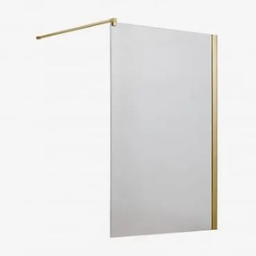 Stała Ścianka Prysznicowa Ze Szkłem Hartowanym 8 Mm I Aluminium Bristol Szczotkowane Złoto & Transparent & 120 X 195 Cm - Sklum