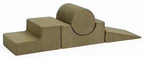 Sztruksowy piankowy plac zabaw 4 szt. w kolorze khaki wysokość 30 cm 45x170 cm Montessori – Meowbaby