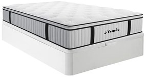 Zestaw 140 x 190 cm stelaż z białą skrzynią + materac o grub. 28 cm ze sprężynami kieszeniowymi i zintegrowaną nakładką - AMERICAN DREAM marki YSMÉE