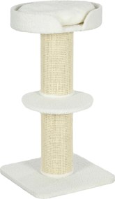 PawHut Drapak dla kota 91 cm z lektrą i platformą, lama kremowa