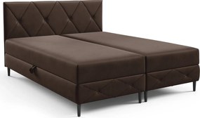 Brązowe łóżko dwuosobowe z pikowanym zagłówkiem - 5 rozmiarów D1-R37