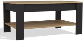 Nowoczesny stolik kawowy z półką dąb artisan + czarny R9-N51