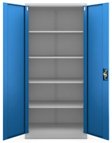 Szafa na dokumenty biurowa metalowa szaro-niebieska: JAN H, 900 x 1950 x 400 mm