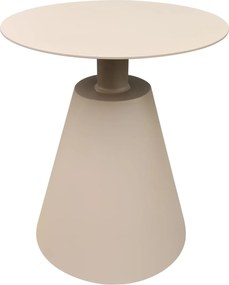 Stolik ogrodowy aluminiowy beżowy okrągły 40x40x50 cm lekki odporny taras