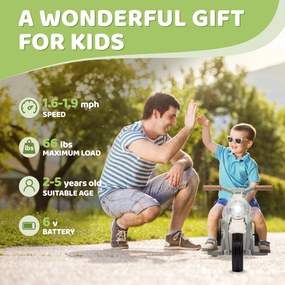 AIYAPLAY Elektryczny Motorower dla Dzieci, 6V Motorower dla Maluchów z Muzyką, Bąbelkami 2,5-3 km/h, dla Dzieci 2-5 Lat
