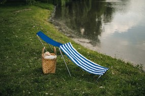 Składane leżak plażowy SAND, niebieskie paski