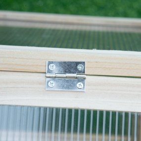 Outsunny Mini-Szklarnia, Kompaktowy Dom dla Roślin z Drewna, Polikarbonatowe Płyty, Otwór Wentylacyjny, 90Dł x 52Sz x 49,5W cm, Natur