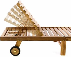 Regulowany leżak z drewna tekowego z kółkami, składany 200m