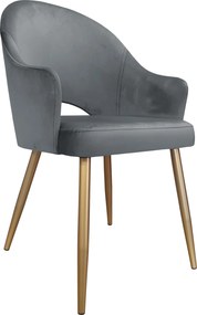 Krzesło Velvet tkanina Welur noga metalowa krzesło tapicerowane premium : Kolor nogi - Złota stożek, Kolor tkaniny - VELVET - BL14, Typ siedziska - Siedzisko stałe
