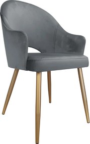 Krzesło Velvet tkanina Welur noga metalowa : Kolor nogi - Złota stożek, Kolor tkaniny - VELVET - BL14, Typ siedziska - Siedzisko stałe