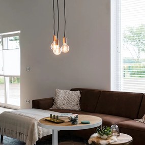 Lampa wisząca w stylu art deco miedziana 3-światłowa - Facil