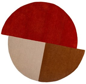 Ceglasty wełniany okrągły dywan tkany ręcznie ø 150 cm Mia Segment – Flair Rugs