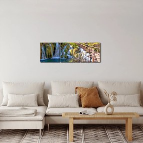 Obraz - Wejście na wodospady (z zegarem) (90x30 cm)