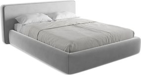 Łóżko 200 x 225 - z weluru - szary - KIANA