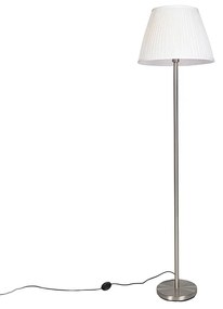 Nowoczesna lampa stojąca stalowa z białym plisowanym kloszem 45 cm - Simplo Nowoczesny Oswietlenie wewnetrzne