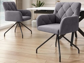 Zestaw 2 tapicerowanych krzeseł z weluru z metalowymi nogami - Szary
