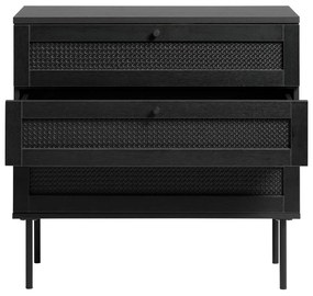 Czarna niska komoda w dekorze dębu 80x75 cm Pensacola – Unique Furniture