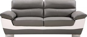 Sofa "Dallas" z odtworzonej skóry i PVC - 210 x 88 x 90 cm - 3-osobowa - Szary/Biały