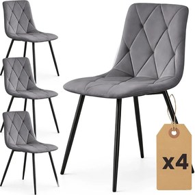 Zestaw 4 grafitowych metalowych krzeseł welurowych K2-W62