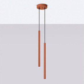 Lampa wisząca nowoczesny Brill, stal - 2 źródło światła 4000K - L.15 x H.104 cm - ochra czerwona