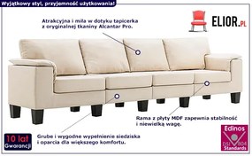 4-osobowa sofa kremowa z podłokietnikami - Ekilore 4Q