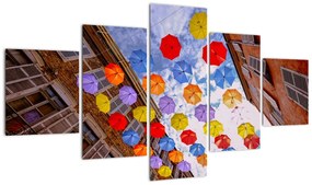 Obraz kolorowych parasoli (125x70 cm)