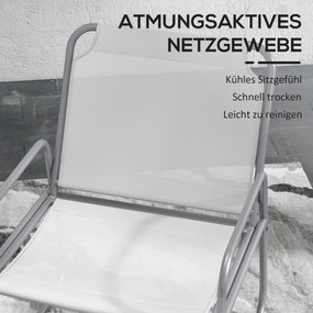 Outsunny Zestaw mebli ogrodowych 3-elementowy, 2 krzesła z oddychającą tkaniną, 1 okrągły stolik Ø60 cm, jasnoszary