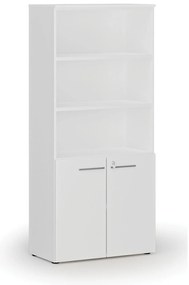 Szafa biurowa kombinowana PRIMO WHITE, drzwi na 2 poziomach, 800 x 420 x 1781 mm, biały