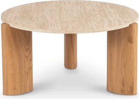 Stolik Kawowy TRAVERTINO MAX 80 cm Trawertyn/Dąb Nowoczesny