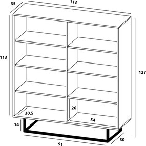 Wysoka komoda w stylu loft Apollo 97 dąb wotan/biały