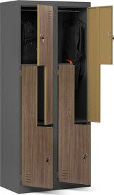 Szafa socjalna czterokomorowa Eco Design Julia 80x45x185 cm antracyt/orzech