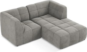 Szary aksamitny narożnik (prawostronny/z szezlongiem) Aloha – Makamii