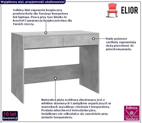 Szare biurko z szufladami beton - Sartene